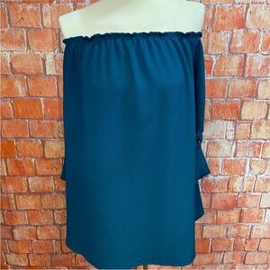 Moa Moa Plus Size Teal Off-Shoulder Blouse